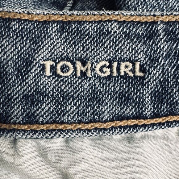 American Eagle Tomgirl Jeans 8 (31x31) Blue Button Fly Mid Rise Denim Womens - Picture 5 of 11
